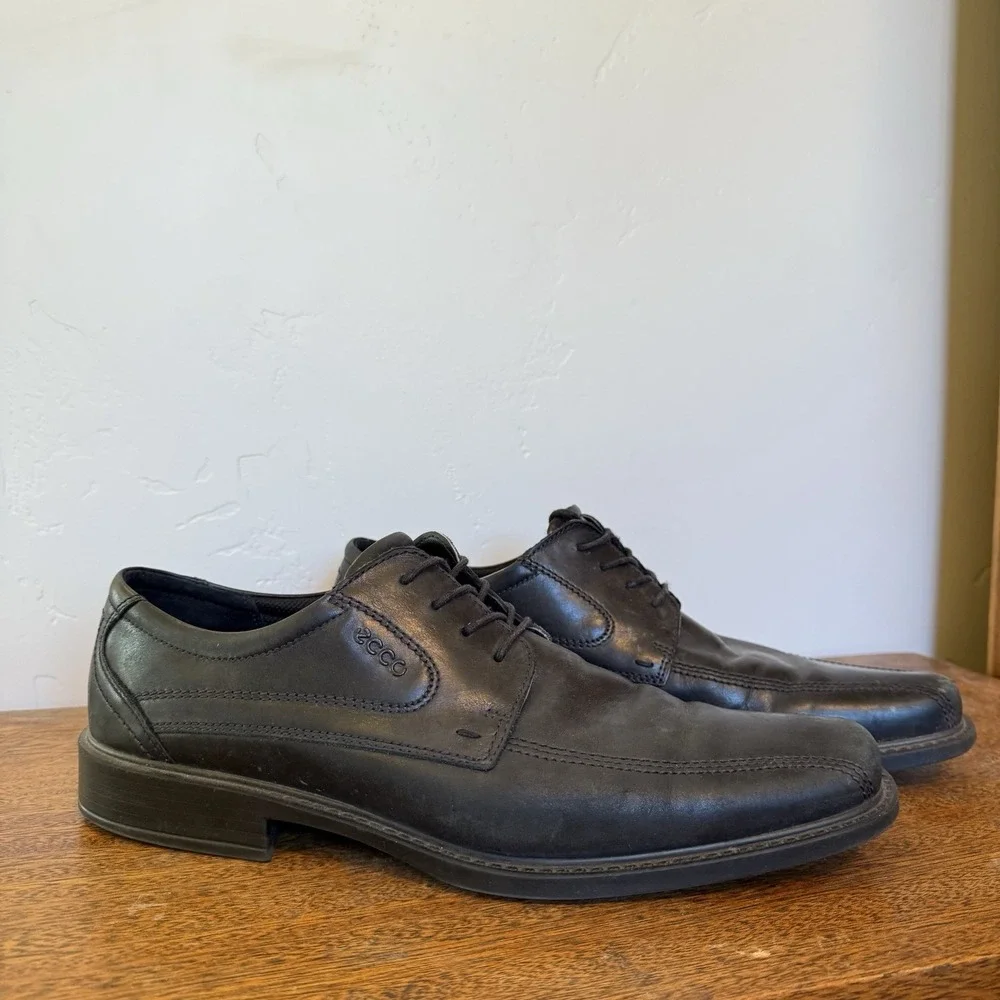 ECCO New Jersey‎ Bicycle Toe Tie Mens Size 13 US 47 EU Black Oxford Lace Up Golf